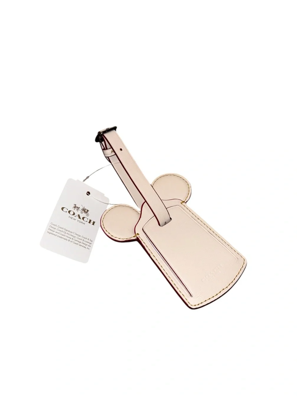 NWT Coach x Disney Collection Luggage Travel Bag Tag White Leather Collector